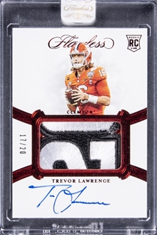 2021 Panini Flawless Collegiate "Patch Autographs" Red #36 Trevor Lawrence Signed Patch Rookie Card (#17/20) - Panini Sealed